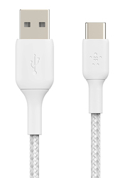 Belkin 1-Meter Boost Charge Braided USB Type-C Cable, USB Type A Male to USB Type-C, White