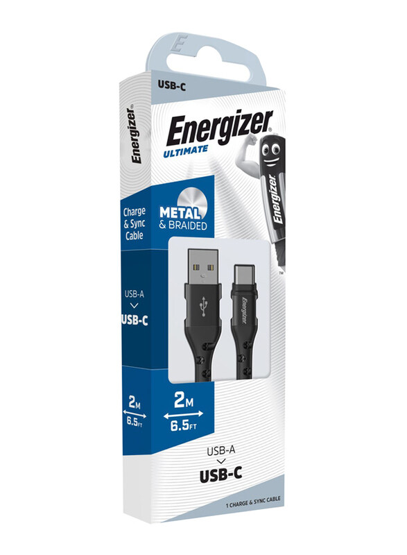 

Energizer 2-Meter USB-A to USB-C Charge & Sync Cable, C520CK, Black