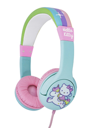 OTL Hello Kitty Unicorn 3.5mm Jack On-Ear Children's Headphones, Safe Volume Limiting 85dB, Pink/Green