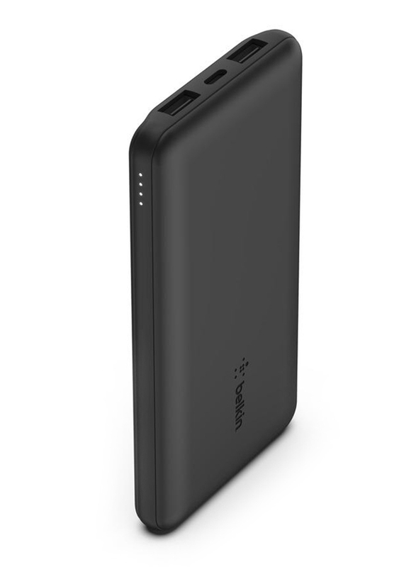 Belkin 10000mAh BoostCharge Power Bank with 2 USB Type A and 2 USB type C Ports, 15W Quick Charge for Apple Devices, Black