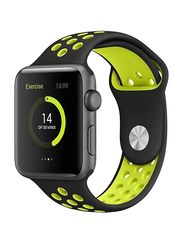 BeHello Premium Silicone Strap for Apple Watch 42mm/44mm, Black/Yellow