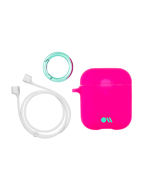 Case-Mate Hook Ups Case with Neck Strap for Apple AirPods, Fushia Dark Pink