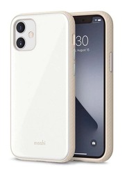 Moshi Apple iPhone 12 Mini Iglaze Durable Drop Protection Hybrid HardShell Construction Slim Mobile Phone Case Cover with Snapto System & Wireless Pass-Through Charging Compatible, White/Beige