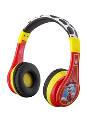 KidDesigns Paw Patrol Kid Safe Wireless Bluetooth Headphone for Kids, Black/Red/Yellow