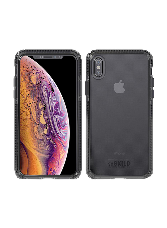 SoSkild Apple iPhone XS Max Defend Heavy Impact Case & Tempered Glass Mobile Phone Screen Protector, Smokey Grey