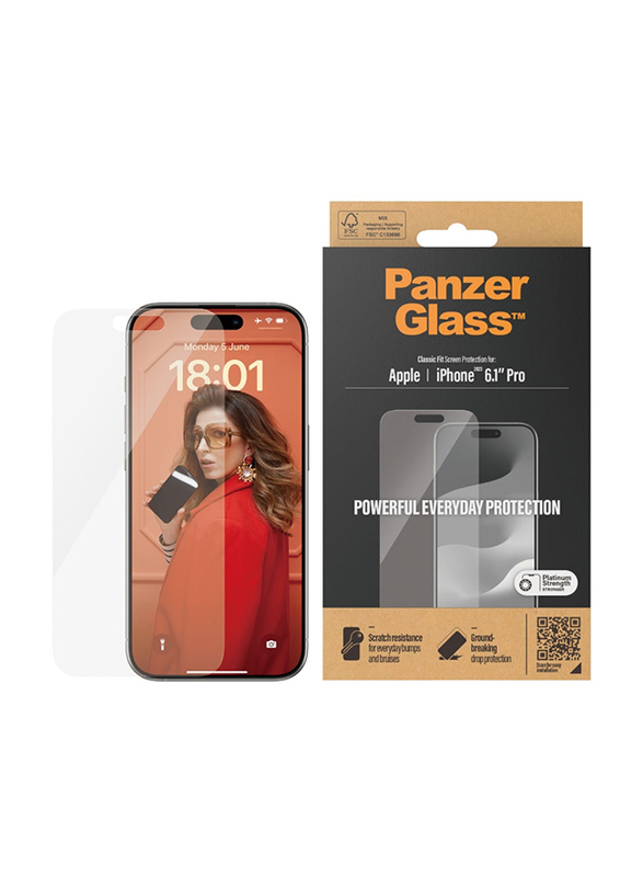 Panzerglass Apple iPhone 15 Pro 2023 Classic Fit Screen Protector , Clear