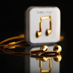 Happy Plugs Deluxe 3.5mm Jack In-Ear Earbuds with Mic, Gold