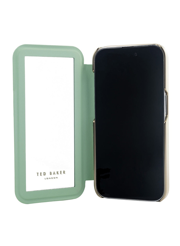 Ted Baker Apple iPhone 15 Pro Max Rich Vegan Leather Flower Placement Mobile Phone Case Cover, Multicolour