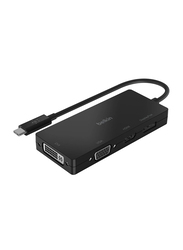 Belkin USB Type-C to HDMI/VGA/USB Type-A/Display Port/DVI/Gigabit Ethernet Adapter for Laptop & Tablet, USB-C PD (Data & Charging), Black