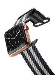 Casetify Nylon Fabric Band for Apple Watch All Series 42mm, Black Stripes