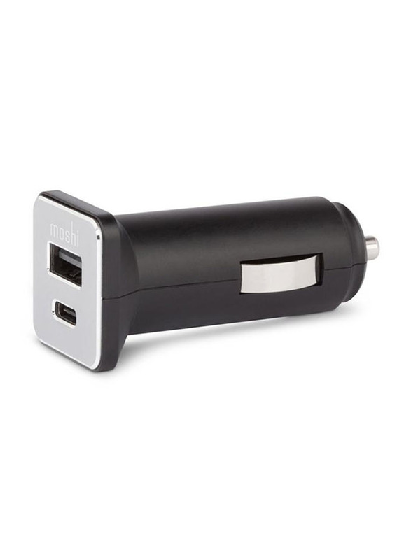 Moshi Car Charger, USB Type-C and USB Type A Port with LED Indicator, Black