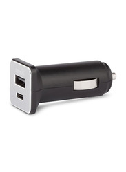 Moshi Car Charger, USB Type-C and USB Type A Port with LED Indicator, Black