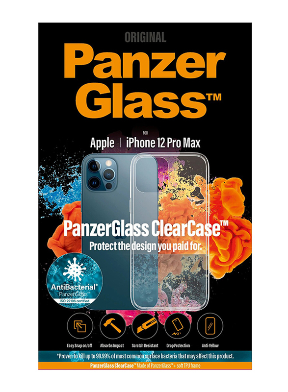 PanzerGlass Apple iPhone 12 Pro Max Drop Protection Anti-Microbial Treated Mobile Phone Case Cover, Clear