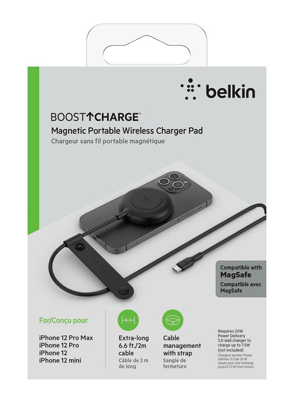 Belkin MegaSafe Magnetic Wireless 7.5W Charger Pad for Apple Devices, Black