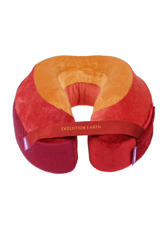 Cabeau Evolution Earth Eco-Friendly Memory Foam Neck Pillow with Chin & Neck Support, Fire Red