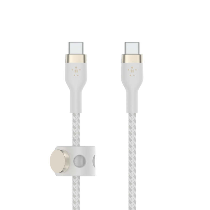 Belkin BoostCharge Pro Flex Braided USB-C to USB-C Charge & Sync Cable 1M Fast Charge Power Delivery, Heavy Duty, for Apple MacBook Air/Pro, iPad Pro/Air/Mini, Samsung Galaxy S23/22 Ultra - White
