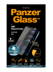 PanzerGlass Apple iPhone 12 Pro Max Edge-to-Edge Mobile Phone Tempered Glass Screen Protector with Anti-Microbial Surface and Cam Slider, Clear/Black Frame