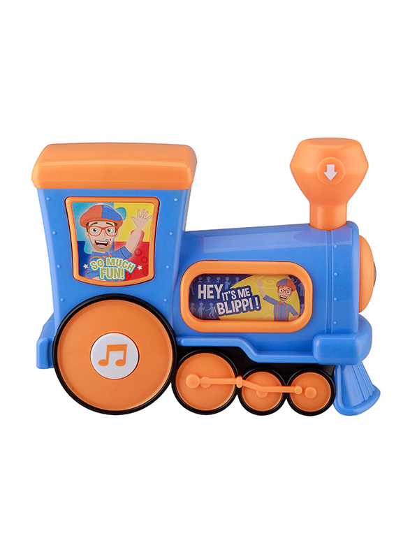 KidDesigns Blippi Train Musical Toy with Built-in Music and Sound Effects, 3+ Years, Orange/Blue