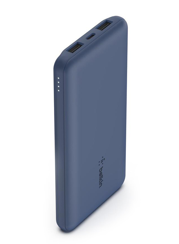 Belkin 10000mAh BoostCharge Power Bank with 2 USB Type A and 2 USB Type C Ports, 15W Quick Charge for Apple Devices, Blue