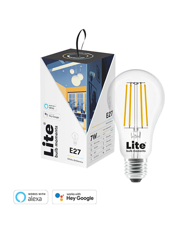 

Lite Bulb Moment E27 A60 LED Lamp, 2700-6500K Wifi & Bluetooth, 6W, White