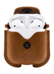 Twelve South AirSnap Leather Protective Case for Apple AirPods, Cognac