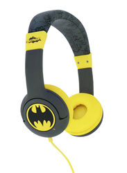OTL Batman Signal 3.5mm Jack On-Ear Children's Headphones, Safe Volume Limiting 85dB, Yellow/Black