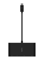Belkin USB Type-C to HDMI/VGA/DVI/Display Port Adapter for Mac/Windows Laptops/USB-C Devices, 10cm Cable, Black