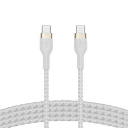 Belkin BoostCharge Pro Flex Braided USB-C to USB-C Charge & Sync Cable 1M Fast Charge Power Delivery, Heavy Duty, for Apple MacBook Air/Pro, iPad Pro/Air/Mini, Samsung Galaxy S23/22 Ultra - White