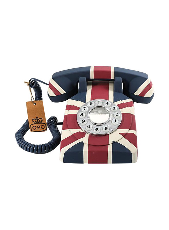 GPO Retro UK Flag 746 Rotary Hotel Phone, Blue/Red