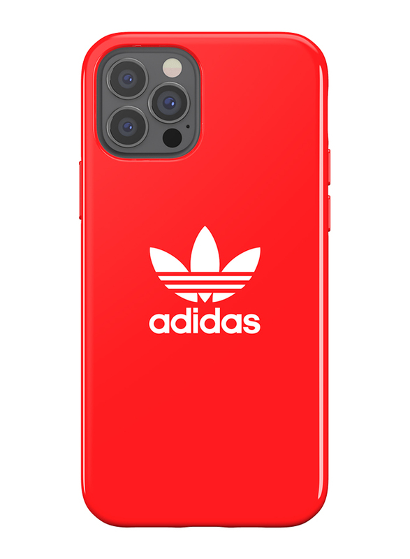 Adidas Snap Apple iPhone 12/12 Pro Trefoil Mobile Phone Case Cover, Scarlet Red