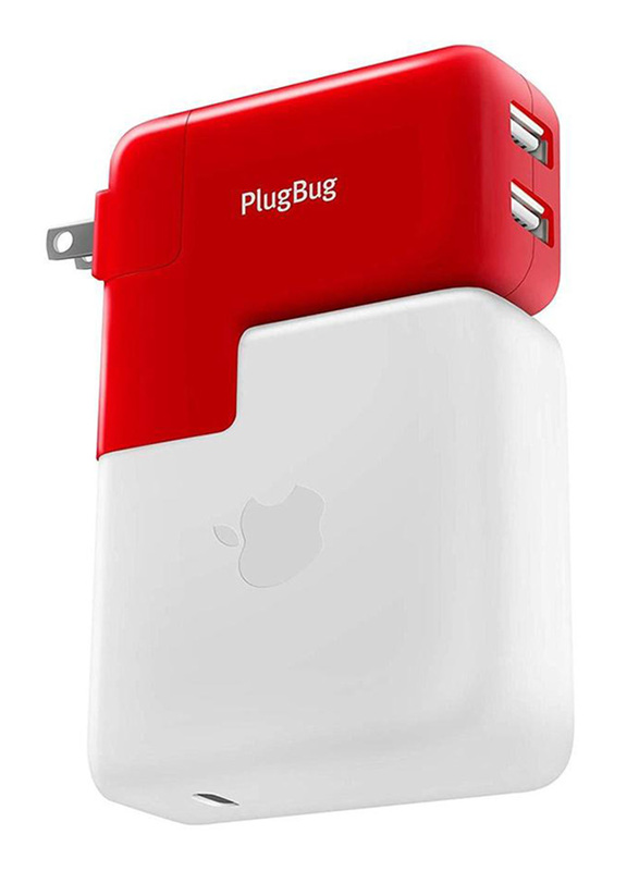 شاحن تويلف ساوث PlugBug Duo الكل في واحد لجهاز ماك بوك ابل، احمر/ابيض