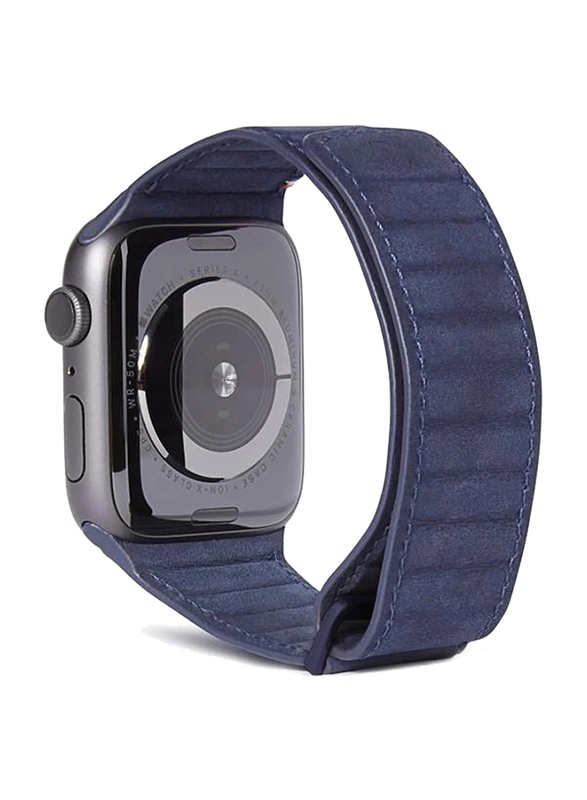 Decoded Leather Magnetic Traction Strap for Apple Watch Series 5/4/3/2/1 42mm/44mm, Blue