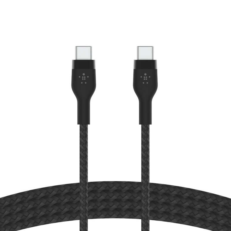 Belkin BoostCharge Pro Flex Braided USB-C to USB-C Charge & Sync Cable 1M Fast Charge Power Delivery, Heavy Duty, for Apple MacBook Air/Pro, iPad Pro/Air/Mini, Samsung Galaxy S23/22 Ultra - Black