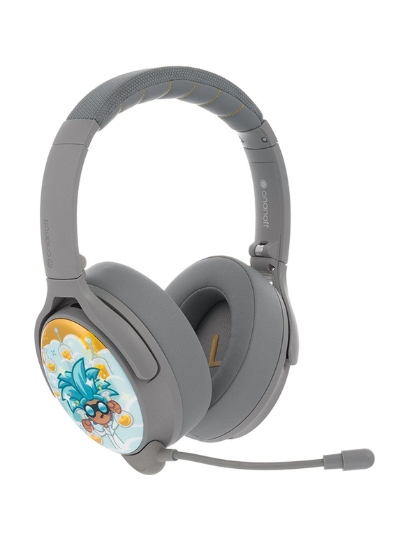 BuddyPhones Cosmos Plus Active Wireless Bluetooth On-Ear Noise Cancellation Headphone for Kids, Grey Matt