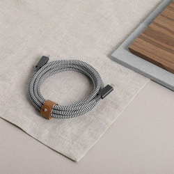 Native Union 8-Feet Belt Pro Braided 100W PD USB Type-C Cable, USB Type-C Male to USB Type-C for Apple/Samsung Device, with LED Indicator & Strap, Zebra Black
