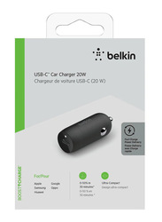 Belkin Boost Charge USB-C PD Car Charger, 20W, Black