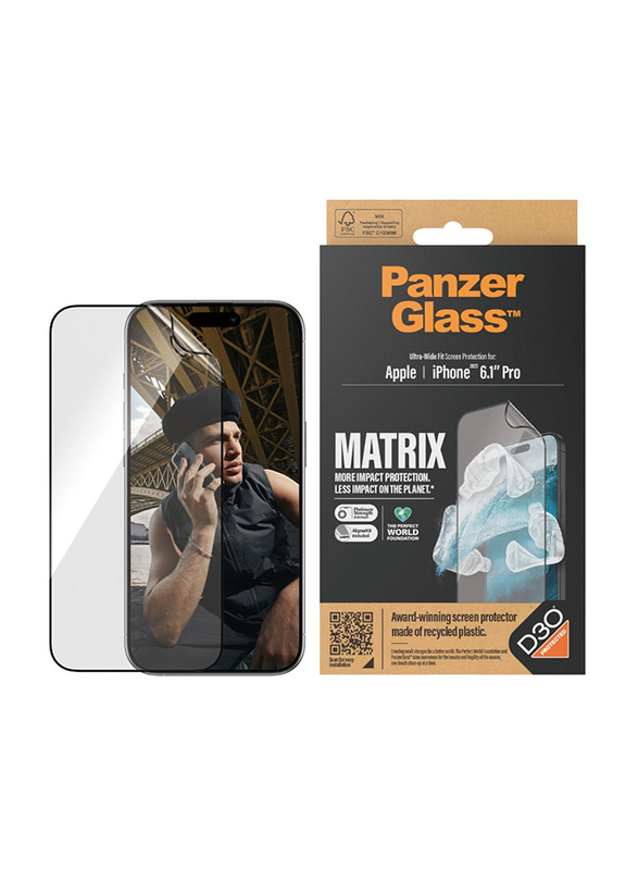 Panzerglass Apple iPhone 15 Pro 2023 Matrix Screen Protector with D3O, Clear