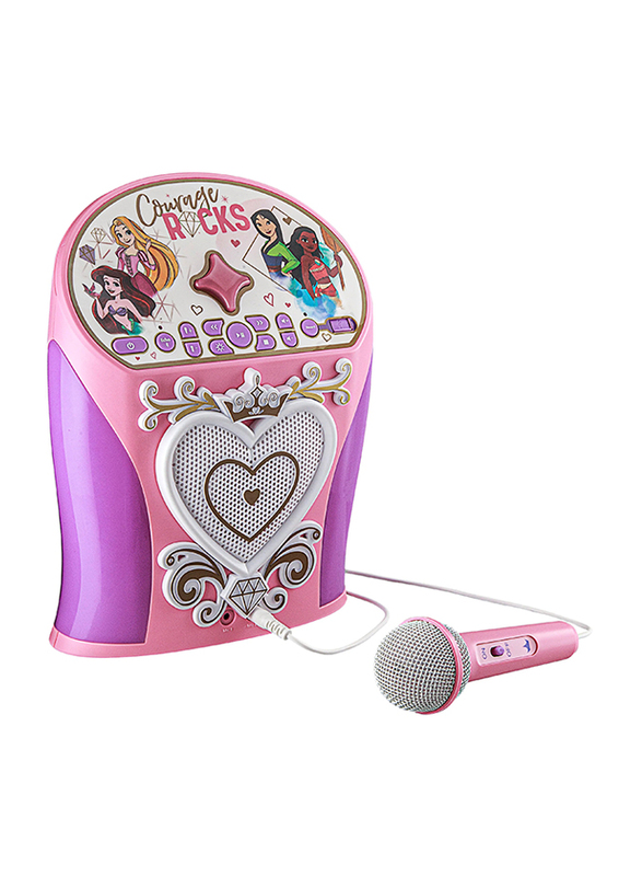 KIDdesigns Disney Princess Bluetooth Karaoke Machine with Microphone, 3+ Years, Pink/White