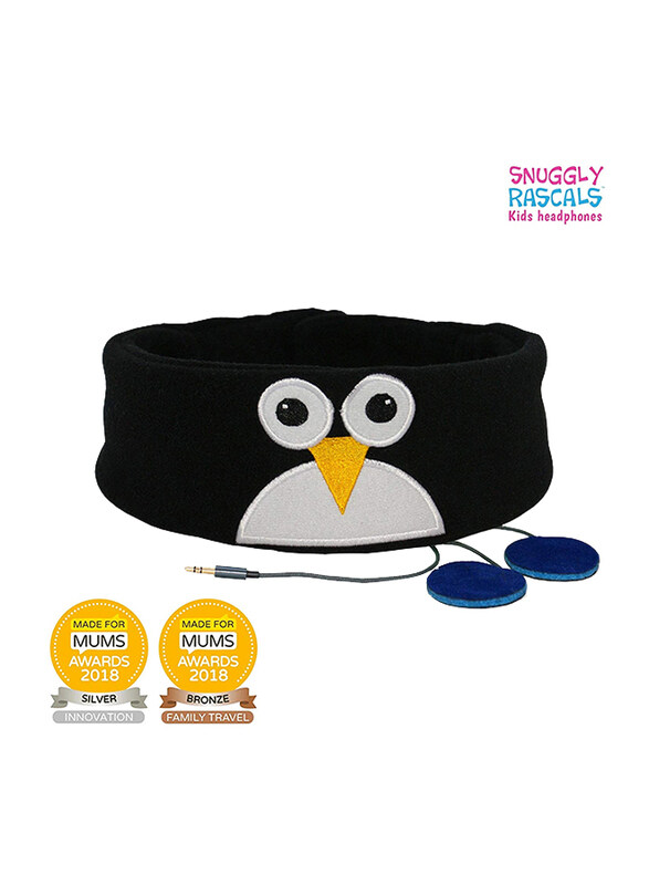 

Snuggly Rascals 3.5mm Jack Ultra-Comfortable & Size Adjustable Headphones for Kids, Penguin, Black