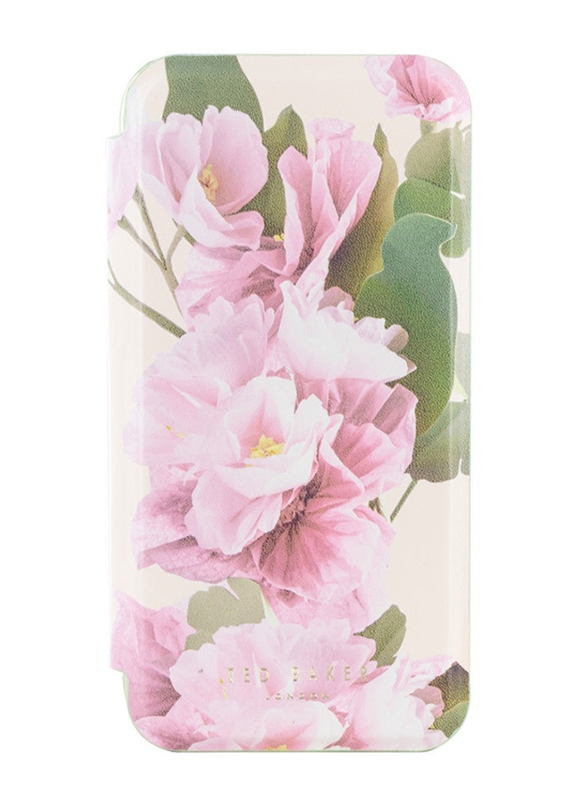 Ted Baker Apple iPhone 15 Pro Max Rich Vegan Leather Flower Placement Mobile Phone Case Cover, Multicolour