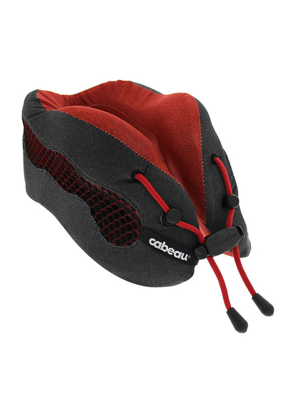 Cabeau Evolution Cool Air Circulating Head and Neck Memory Foam Cooling Travel Pillow, Red
