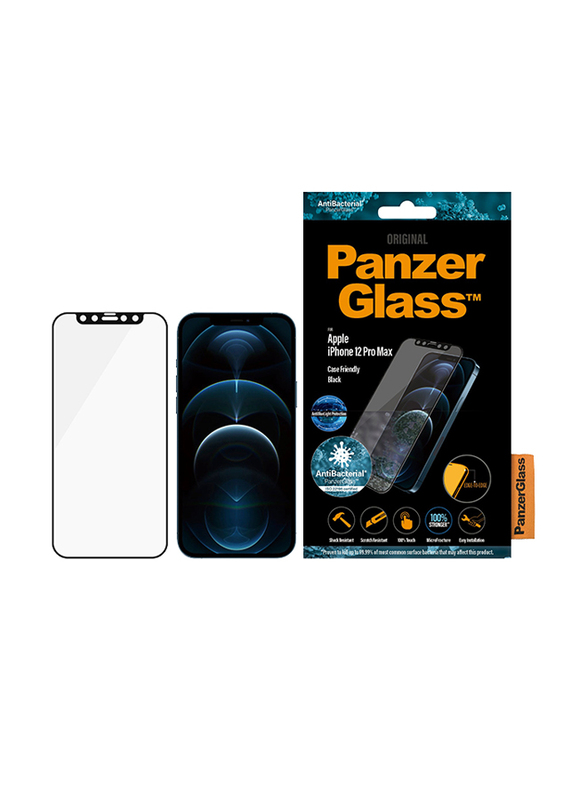 PanzerGlass Apple iPhone 12 Pro Max Anti-Blue Light Edge-to-Edge Mobile Phone Tempered Glass Screen Protector, Black Frame/Anti-Bluelight