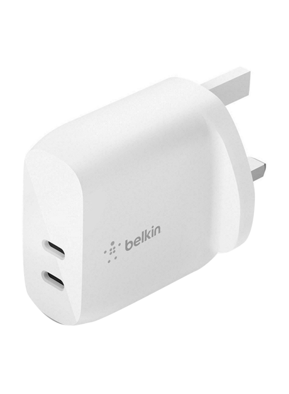 Belkin Boost Charge Dual USB-C Wall Charger, 40W, White