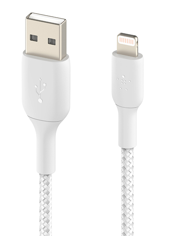 Belkin 3-Meter Boost Charge Braided Lightning Cable, USB Type A Male to Lightning for Apple Devices, White