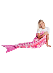Kanguru Mermaid Tail Rolled Plaid Fleece Blanket, Multicolour