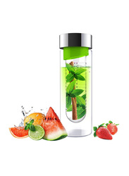 Asobu 600ml Flavour It Glass Water Bottle with Fruit Infuser, Green