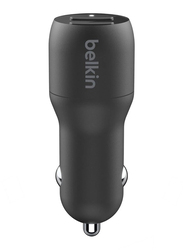 Belkin Boost Charge Car Charger, Dual USB Type A Port, 24W, Black