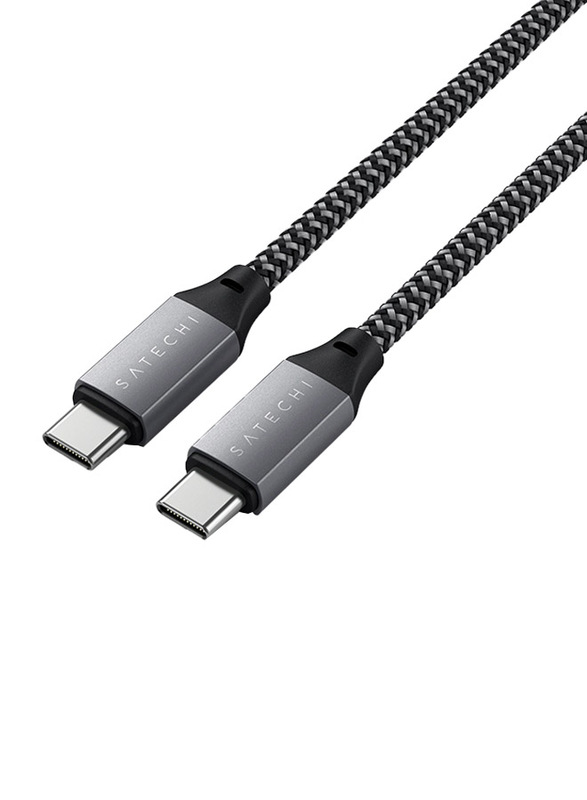 Satechi 25cm Braided Nylon USB Type-C Charging Cable, USB Type-C Male to USB Type-C for Tablets, Grey