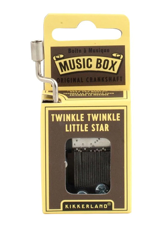 Kikkerland Hand Crank Twinkle Twinkle Little Star Music Box, Brown