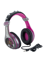 KidDesigns LOL Surprise Kid Safe Wired Headphone for Kids, Black/Pink